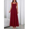 image:imagePRETTYGARDEN Womens Summer Dresses 2026 Sleeveless Elegant Square Neck Aline Swing Maxi Beach Wedding Guest Dress PocketsWine Red