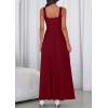 image:imagePRETTYGARDEN Womens Summer Dresses 2026 Sleeveless Elegant Square Neck Aline Swing Maxi Beach Wedding Guest Dress PocketsWine Red