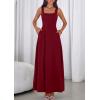 image:imagePRETTYGARDEN Womens Summer Dresses 2026 Sleeveless Elegant Square Neck Aline Swing Maxi Beach Wedding Guest Dress PocketsWine Red