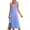 image:imagePRETTYGARDEN Spring Dresses for Women 2026 Summer Casual Sleeveless Square Neck A Line Knit Pleated Midi Cocktail Party DressLight Blue