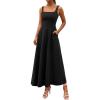 image:imagePRETTYGARDEN Womens Summer Dresses 2026 Sleeveless Elegant Square Neck Aline Swing Maxi Beach Wedding Guest Dress PocketsBlack