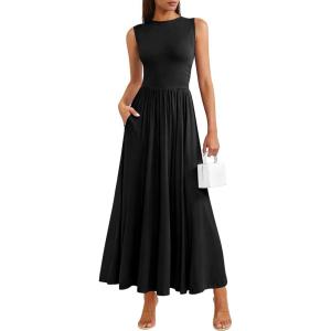 image:imagePRETTYGARDEN Summer Maxi Dresses for Women 2026 Sleeveless A Line Flowy Long Casual Sundress Wedding Guest Fashion ClothingBlack