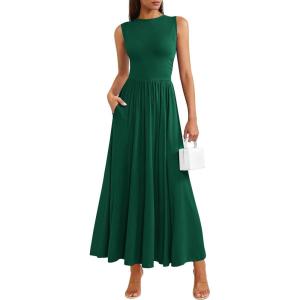 image:imagePRETTYGARDEN Summer Maxi Dresses for Women 2026 Sleeveless A Line Flowy Long Casual Sundress Wedding Guest Fashion ClothingGreen