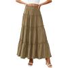 image:imagePRETTYGARDEN Boho Maxi Skirts for Women Trendy Summer 2026 Spring Long Flowy A Line Tiered Skirt Beach Vacation Clothes DressArmy Green