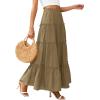 image:imagePRETTYGARDEN Boho Maxi Skirts for Women Trendy Summer 2026 Spring Long Flowy A Line Tiered Skirt Beach Vacation Clothes DressArmy Green