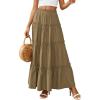 image:imagePRETTYGARDEN Boho Maxi Skirts for Women Trendy Summer 2026 Spring Long Flowy A Line Tiered Skirt Beach Vacation Clothes DressArmy Green