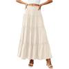 image:imagePRETTYGARDEN Boho Maxi Skirts for Women Trendy Summer 2026 Spring Long Flowy A Line Tiered Skirt Beach Vacation Clothes DressBeige