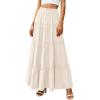 image:imagePRETTYGARDEN Boho Maxi Skirts for Women Trendy Summer 2026 Spring Long Flowy A Line Tiered Skirt Beach Vacation Clothes DressBeige