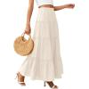 image:imagePRETTYGARDEN Boho Maxi Skirts for Women Trendy Summer 2026 Spring Long Flowy A Line Tiered Skirt Beach Vacation Clothes DressBeige