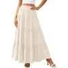 image:imagePRETTYGARDEN Boho Maxi Skirts for Women Trendy Summer 2026 Spring Long Flowy A Line Tiered Skirt Beach Vacation Clothes DressBeige