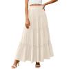 image:imagePRETTYGARDEN Boho Maxi Skirts for Women Trendy Summer 2026 Spring Long Flowy A Line Tiered Skirt Beach Vacation Clothes DressBeige