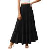 image:imagePRETTYGARDEN Boho Maxi Skirts for Women Trendy Summer 2026 Spring Long Flowy A Line Tiered Skirt Beach Vacation Clothes DressBlack
