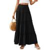image:imagePRETTYGARDEN Boho Maxi Skirts for Women Trendy Summer 2026 Spring Long Flowy A Line Tiered Skirt Beach Vacation Clothes DressBlack