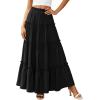 image:imagePRETTYGARDEN Boho Maxi Skirts for Women Trendy Summer 2026 Spring Long Flowy A Line Tiered Skirt Beach Vacation Clothes DressBlack