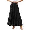 image:imagePRETTYGARDEN Boho Maxi Skirts for Women Trendy Summer 2026 Spring Long Flowy A Line Tiered Skirt Beach Vacation Clothes DressBlack