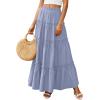 image:imagePRETTYGARDEN Boho Maxi Skirts for Women Trendy Summer 2026 Spring Long Flowy A Line Tiered Skirt Beach Vacation Clothes DressBlue