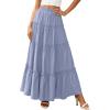 image:imagePRETTYGARDEN Boho Maxi Skirts for Women Trendy Summer 2026 Spring Long Flowy A Line Tiered Skirt Beach Vacation Clothes DressBlue