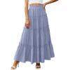 image:imagePRETTYGARDEN Boho Maxi Skirts for Women Trendy Summer 2026 Spring Long Flowy A Line Tiered Skirt Beach Vacation Clothes DressBlue