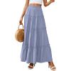 image:imagePRETTYGARDEN Boho Maxi Skirts for Women Trendy Summer 2026 Spring Long Flowy A Line Tiered Skirt Beach Vacation Clothes DressBlue