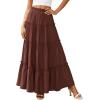 image:imagePRETTYGARDEN Boho Maxi Skirts for Women Trendy Summer 2026 Spring Long Flowy A Line Tiered Skirt Beach Vacation Clothes DressBrown