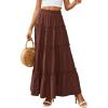 image:imagePRETTYGARDEN Boho Maxi Skirts for Women Trendy Summer 2026 Spring Long Flowy A Line Tiered Skirt Beach Vacation Clothes DressBrown