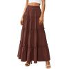 image:imagePRETTYGARDEN Boho Maxi Skirts for Women Trendy Summer 2026 Spring Long Flowy A Line Tiered Skirt Beach Vacation Clothes DressBrown