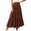 image:imagePRETTYGARDEN Boho Maxi Skirts for Women Trendy Summer 2026 Spring Long Flowy A Line Tiered Skirt Beach Vacation Clothes DressBrown