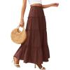 image:imagePRETTYGARDEN Boho Maxi Skirts for Women Trendy Summer 2026 Spring Long Flowy A Line Tiered Skirt Beach Vacation Clothes DressBrown