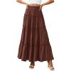 image:imagePRETTYGARDEN Boho Maxi Skirts for Women Trendy Summer 2026 Spring Long Flowy A Line Tiered Skirt Beach Vacation Clothes DressBrown