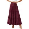 image:imagePRETTYGARDEN Boho Maxi Skirts for Women Trendy Summer 2026 Spring Long Flowy A Line Tiered Skirt Beach Vacation Clothes DressBurgundy