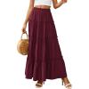 image:imagePRETTYGARDEN Boho Maxi Skirts for Women Trendy Summer 2026 Spring Long Flowy A Line Tiered Skirt Beach Vacation Clothes DressBurgundy