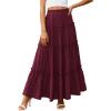 image:imagePRETTYGARDEN Boho Maxi Skirts for Women Trendy Summer 2026 Spring Long Flowy A Line Tiered Skirt Beach Vacation Clothes DressBurgundy