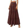 image:imagePRETTYGARDEN Boho Maxi Skirts for Women Trendy Summer 2026 Spring Long Flowy A Line Tiered Skirt Beach Vacation Clothes DressDark Brown