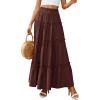 image:imagePRETTYGARDEN Boho Maxi Skirts for Women Trendy Summer 2026 Spring Long Flowy A Line Tiered Skirt Beach Vacation Clothes DressDark Brown