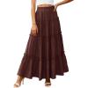 image:imagePRETTYGARDEN Boho Maxi Skirts for Women Trendy Summer 2026 Spring Long Flowy A Line Tiered Skirt Beach Vacation Clothes DressDark Brown