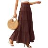 image:imagePRETTYGARDEN Boho Maxi Skirts for Women Trendy Summer 2026 Spring Long Flowy A Line Tiered Skirt Beach Vacation Clothes DressDark Brown