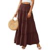 image:imagePRETTYGARDEN Boho Maxi Skirts for Women Trendy Summer 2026 Spring Long Flowy A Line Tiered Skirt Beach Vacation Clothes DressDark Brown