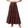 image:imagePRETTYGARDEN Boho Maxi Skirts for Women Trendy Summer 2026 Spring Long Flowy A Line Tiered Skirt Beach Vacation Clothes DressDark Brown