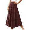 image:imagePRETTYGARDEN Boho Maxi Skirts for Women Trendy Summer 2026 Spring Long Flowy A Line Tiered Skirt Beach Vacation Clothes DressDark Brown