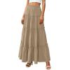 image:imagePRETTYGARDEN Boho Maxi Skirts for Women Trendy Summer 2026 Spring Long Flowy A Line Tiered Skirt Beach Vacation Clothes DressKhaki