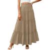 image:imagePRETTYGARDEN Boho Maxi Skirts for Women Trendy Summer 2026 Spring Long Flowy A Line Tiered Skirt Beach Vacation Clothes DressKhaki