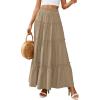 image:imagePRETTYGARDEN Boho Maxi Skirts for Women Trendy Summer 2026 Spring Long Flowy A Line Tiered Skirt Beach Vacation Clothes DressKhaki