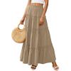 image:imagePRETTYGARDEN Boho Maxi Skirts for Women Trendy Summer 2026 Spring Long Flowy A Line Tiered Skirt Beach Vacation Clothes DressKhaki