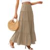 image:imagePRETTYGARDEN Boho Maxi Skirts for Women Trendy Summer 2026 Spring Long Flowy A Line Tiered Skirt Beach Vacation Clothes DressKhaki