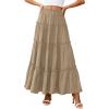 image:imagePRETTYGARDEN Boho Maxi Skirts for Women Trendy Summer 2026 Spring Long Flowy A Line Tiered Skirt Beach Vacation Clothes DressKhaki