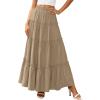 image:imagePRETTYGARDEN Boho Maxi Skirts for Women Trendy Summer 2026 Spring Long Flowy A Line Tiered Skirt Beach Vacation Clothes DressKhaki