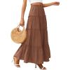 image:imagePRETTYGARDEN Boho Maxi Skirts for Women Trendy Summer 2026 Spring Long Flowy A Line Tiered Skirt Beach Vacation Clothes DressLight Brown