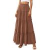 image:imagePRETTYGARDEN Boho Maxi Skirts for Women Trendy Summer 2026 Spring Long Flowy A Line Tiered Skirt Beach Vacation Clothes DressLight Brown