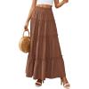 image:imagePRETTYGARDEN Boho Maxi Skirts for Women Trendy Summer 2026 Spring Long Flowy A Line Tiered Skirt Beach Vacation Clothes DressLight Brown