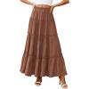 image:imagePRETTYGARDEN Boho Maxi Skirts for Women Trendy Summer 2026 Spring Long Flowy A Line Tiered Skirt Beach Vacation Clothes DressLight Brown